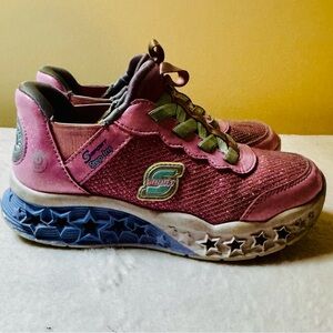 Skechers Light Up Girls Size 13 Slip On Pink Athletic Shoes